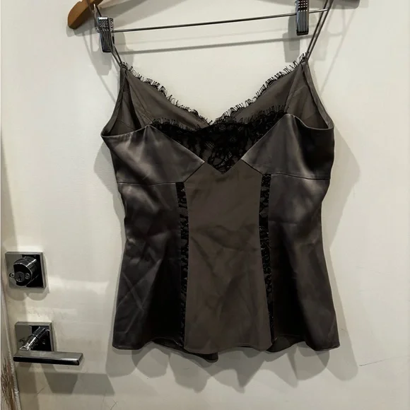 Diane von Furstenberg Gray Silk Lace Trim Camisole - Picture 3 of 4